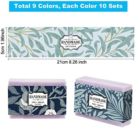 Ph pandahall 9 стилови лента за хартија за завиткување, 90 парчиња сапун за сапун за сапун, сина етикета ознаки, ракави покрива занаетчиска лента за подароци лента етикета