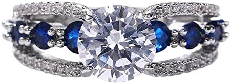 Свадба бенд за жени шупливо сино цирконски ангажман прстен Елегантен рингестон ветување прстен сафир накит прстени двојки прстени