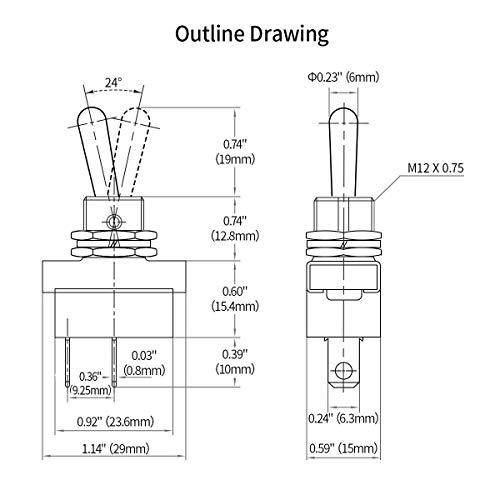 Baomain Toggle Switch SPST On-Off Type 2 Pin 12V/10A со водоотпорен капак за авто-автомобил