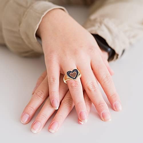 Амосфун срцев прстен 4 парчиња прстени со двојно срцево прсти на убави прстени Отворени прстени Декоративни прстени женски подарок