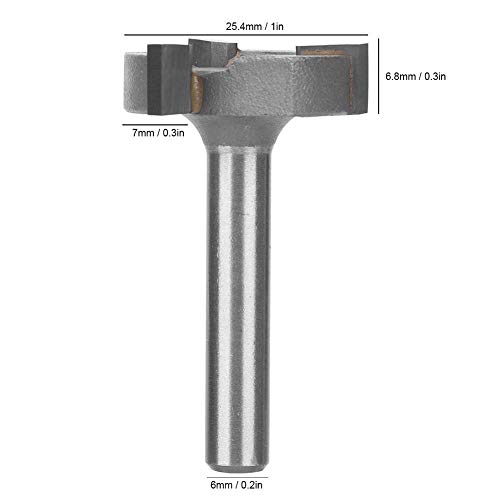Ftvogue t тип на рутер за секач за секач, бит, јаглероден челик 3-флејт 6мм Шанк, дрво жлеб, мелење на мелење на дрво, алатка