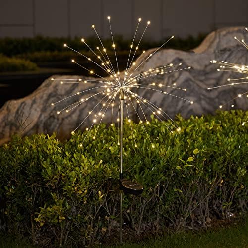 OldSixth Fireworks Light 2 Pack Декоративни соларни светилки водоотпорни со далечински управувачи, 8 режими на осветлување 120 LED, погодни
