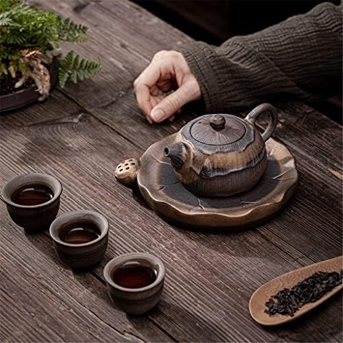 Yczdg Lotus xiangzhneng единечен тенџере керамички чај сет ретро чајник јапонски позлатен железо глазура чај сет
