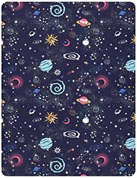 вселенски планети Xigua вградени чаршафи за креветчиња за девојчиња и момчиња, мека креветче за кревање за кревање погоден за стандардна