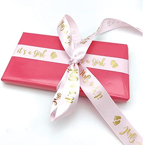 Розова и златна лента - тоа е девојче за туш за бебиња - декорација за туш за бебиња