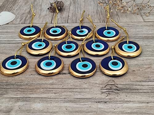 Ербулус Турско стакло сино злото монистра за очи - 12 парчиња 1,6 Масовно пакување - Злобна заштита на украсот за очи - Турски Назар