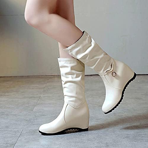 Чизми за жени бели симпатични дами црвени чизми западни чизми каубојски чизми зашилени прсти на коленото високо влечење на табулаторите