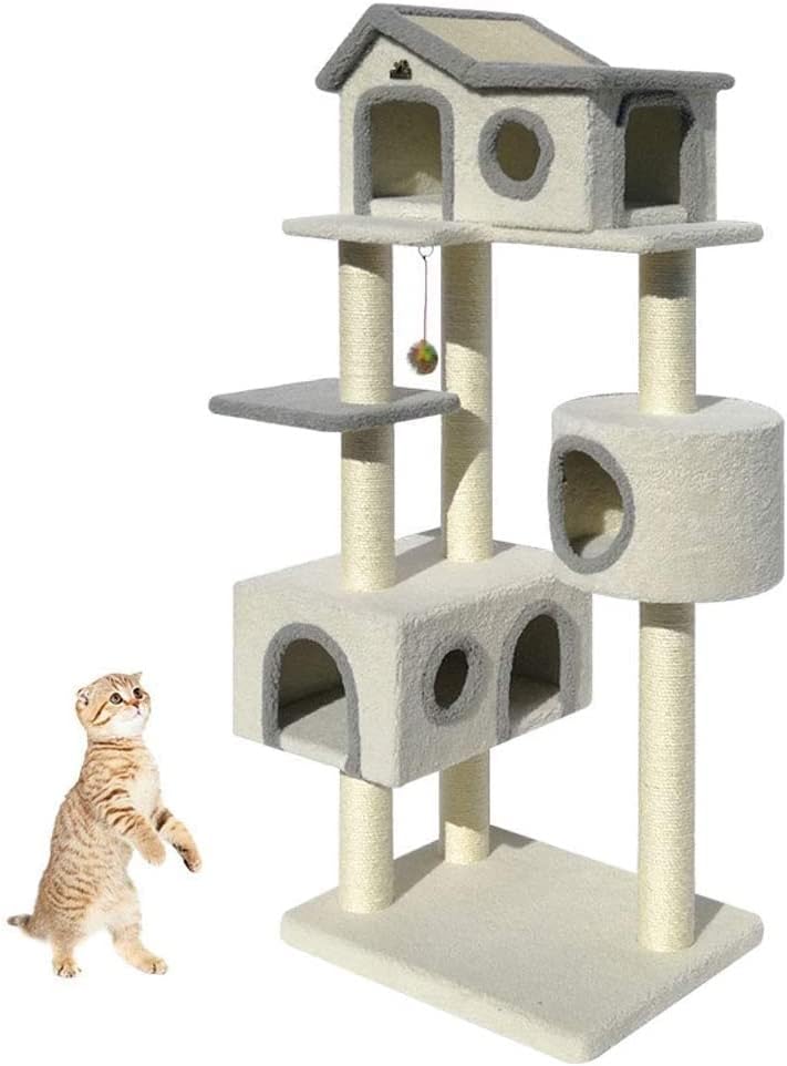 МГАЛД мачка мачка кула за мачки во затворен простор, стан со мулти-ниво на мачки со станови со гребење, рамка за искачување на мачки со мачиња играчки за мачиња да иг
