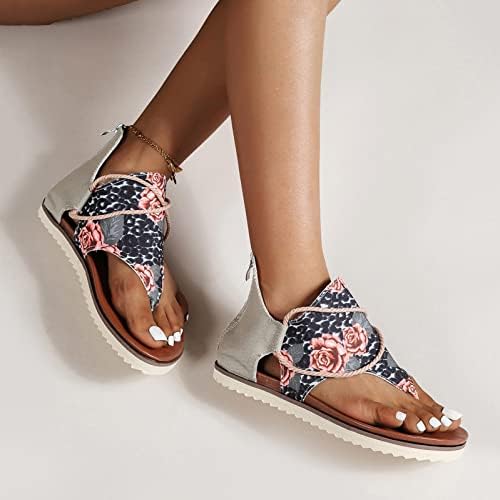 Womenените флип -апостолки задниот патент рамни сандали плус големина гроздобер цветни влечки плажа случајно лизгање на слајдови римски чевли
