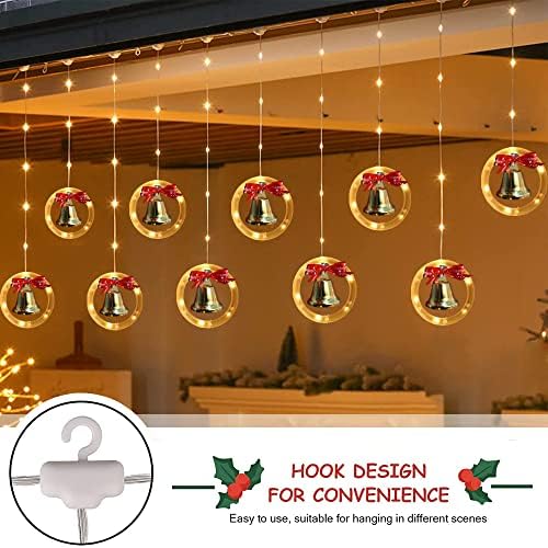 ACTORIDAE LED прстенести светла за прстен, USB напојувани завеси светла 125 лежеви 10 капки фер лингви со украси за bellвонче за затворен употреба на забава за новогодишна елка