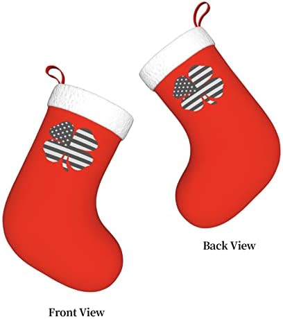 QG ZZX Детелина Американско знаме Божиќно порибување Божиќни чорапи камин виси чорап 18 инчи за одмор