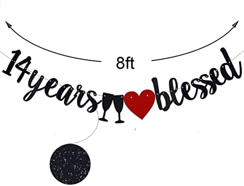 МЈЛТ 14 Години Благословен Банер За Знаци На Црна Хартија За 14-Ти Роденденски Материјали На Момче/Девојче, Однапред Нанижани Украси За Забави
