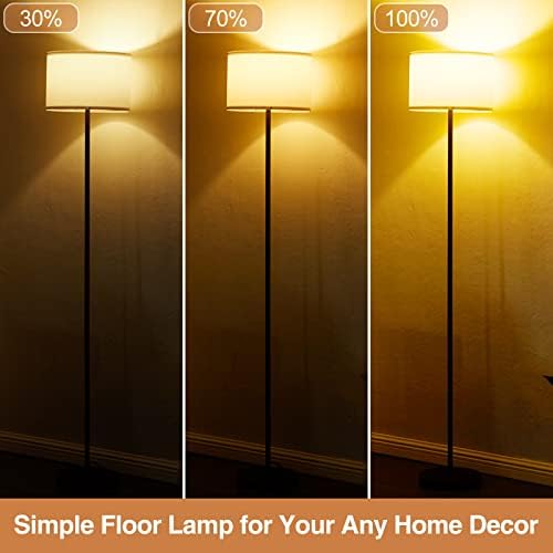 Yunhong 64,7 Подна ламба за дневна соба со 3 температури во боја LED сијалица, стоечка ламба со прекинувач за нозе, едноставен дизајн