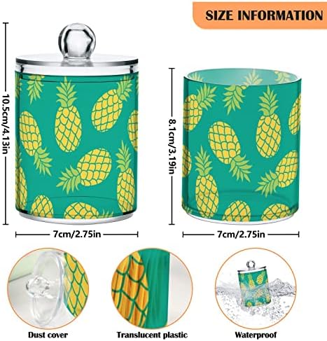 Шарена тропска ананас 2 пакувања памук за брисеч на топката на топката Организатор диспензерот пластичен памучен сад со топка