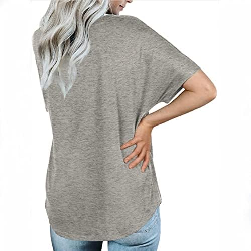 Опуштена фит блуза за девојки есен лето кратки ракави длабоки v лажички вратот салон за основни врвови маички женски 2023 облека