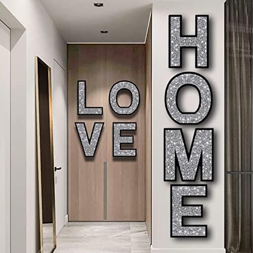Xihacty Home Signs за домашен декор, кристално кршен дијамант декоративни букви за wallидни декор, црни домашни зборови хонорарни за домашен