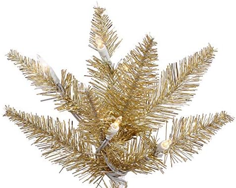 Викерман 6,5 'Шампањски ела вештачка новогодишна елка, топло бело Дура -осветлени LED светла - новогодишно дрво од шампањ - Сезонски