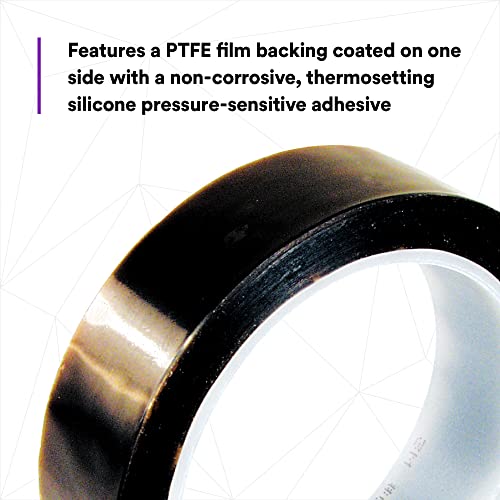 3M PTFE Film Electrical Tape 60, проucирна, силиконска лепило, не-корозивна, ретардант на пламен, 1 во x 36 yd, мини-случај, 3-во јадро