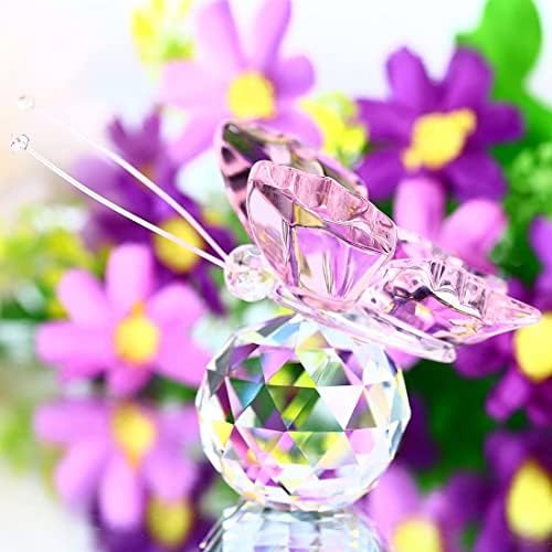 H&D Hyaline & Dora Pink Crystal Flying Butterfly со колекција на фигура на база на кристална топче