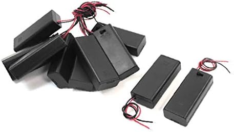 X - DREE 10 ПАРЧИЊА Црна Пластична Обвивка 2 x 1,5 V Aaa Држачи За Батерии Кутии (10 ПАРЧИЊА, carcasa de plastico negro, 2