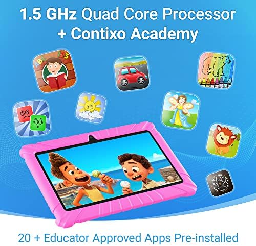 Contixo V8 Детска Таблета, 7 Деца Учење Таблет Пакет-16GB, Родителска Контрола, WiFi Двојна Камера, Наставникот Одобрени Таблета