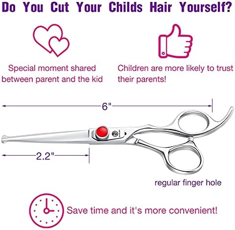 6 Инчен Безбедност Круг Совети Деца Коса Сечење Ножици со 6.5 Инчен Коса Чистење Ножици За Мажи, Жени И Деца, Јапонски Нерѓосувачки Челик
