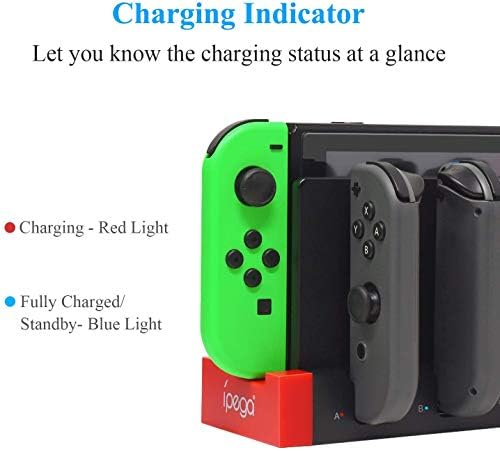 Charger FastSnail Charger компатибилен со Nintendo Switch за контролор oyој-Кон, полнење на станицата за станици за док, компатибилна со oyој-Кон со индикаторот за полнење