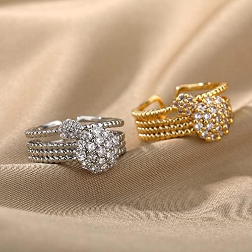 Оалма циркон круг Отворени прстени за жени кристално злато прсти прилагодлив прстен за венчавки за вineубените накит-899755