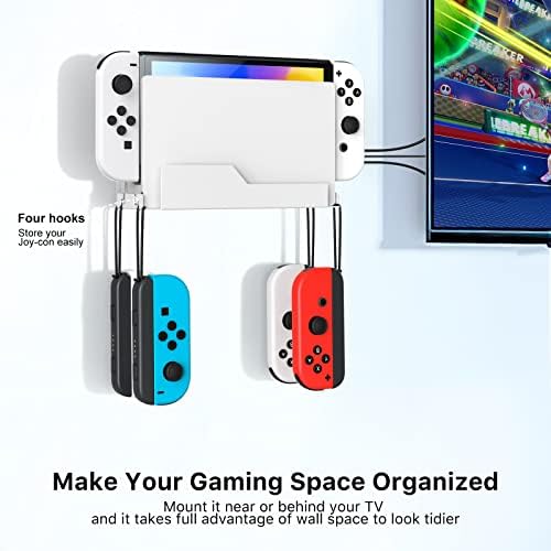Timovo Switch Wallид монтирање за Nintendo Switch OLED/Switch, заштеда на простор за заштеда на метал wallид за држач со висечки куки за радост,
