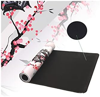 Mewoocue јапонски цреша цвет бела подлога за глувци, XXL Голем лаптоп за игри аниме, аниме подлога за глушец, подлога за големи биро Сакура, продолжена компјутерска таста