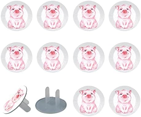 Електричен излез опфаќа 12 пакувања, пластични приклучоци опфаќа безбедносни капачиња за заштитник на штекерот - Симпатична розова свиња