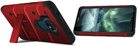 Зизо Болт Серија За Nokia C5 Endi Случај Со Заштитник На Екранот Kickstand Футрола Јаже-Црвена &засилувач; Црна