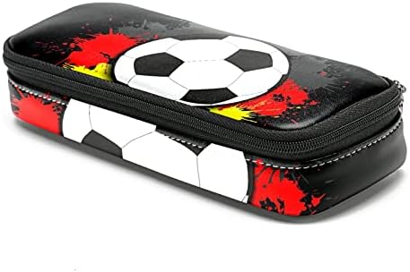 Фудбалска топка со знаме на Германија против шема кожен молив со молив, торба со пенкало со двојно патентска торба за чување