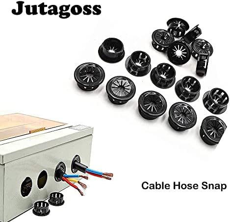 Jutagoss 14mm дупка приклучоци 20 парчиња SK-14 црна најлонска прилеп во кабелско црево за грмушка за грмушка заштитник за заклучување