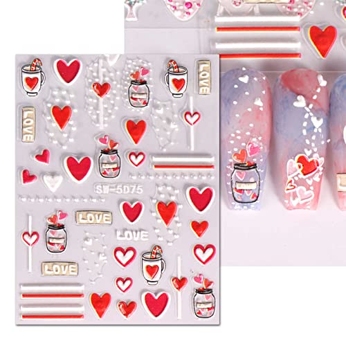 Jmeowio 3D врежани налепници на Денот на в Valentубените Денот на ноктите декорации самолепливи пегатини uñas 5d love срцев нокти резерви за