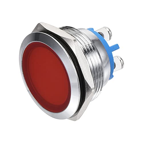 Индикатор за меканиксиност LED светлина 12V 22mm M22 панел монтирање метална водоотпорна сигнална ламба со Он прстен, сина