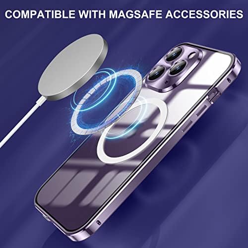 Случај за iPhone 14 Pro Max, Jonwelsy 360 Степен Двострана Заштита Компатибилен Со Magsafe Магнетна Адсорпција Метален Браник