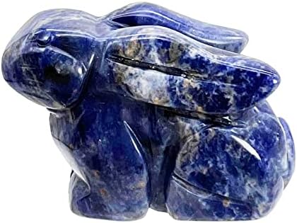 Нејсаа рака врежан камен седечки зајачки статуа, лекување кристално зајаче животински фигурини скулптури џебни камења дома декорација на Велигден ден подарок 2 ин