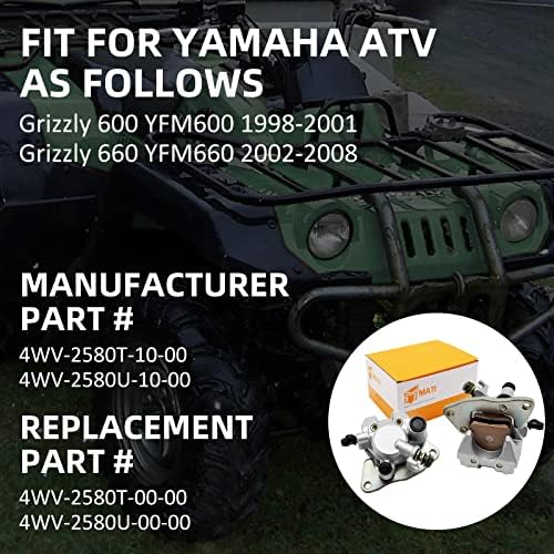 M Mati Front лево и десно дебеломер за сопирачките за Yamaha Grizzly 600 YFM600 1998-2001 Grizzly 660 YFM660 2002-2008 4WV-2580T-10-00 4WV-2580U-10-00-00