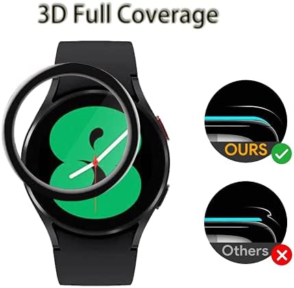 ВУЦИЈА [4 пакет] Заштитник на екранот за Samsung Galaxy Watch4, 3D целосна покриеност криви раб на рамки Пријателски анти-гребнатини