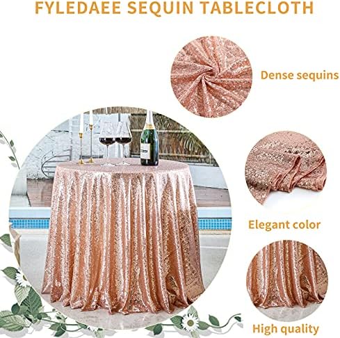 Fyledeae Sequin Table Callection Правоаголно розово злато 90X132 инчи сјајно треперливо чаршав за венчавки за бебиња туш за роденденски забави