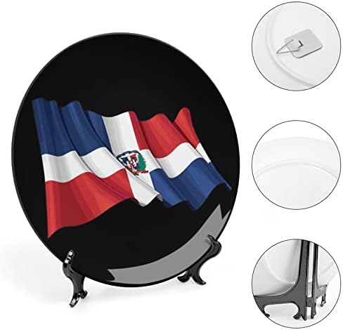 Доминиканска Република знаме Смешна коска Кина Декоративна чинија тркалезни керамички плочи занает со приказ за домашна канцеларија wallид декорација