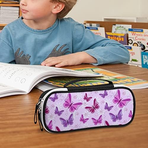 Виолетова пеперутка молив кутија со голем капацитет торбичка за молив со рачно рачно пенкало торба за шминка, организатор за