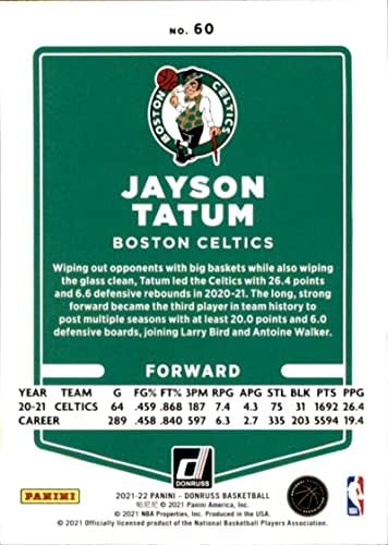 Jayson Tatum 2021-22 Donruss #60 nm+ -MT+ NBA кошарка Селтикс