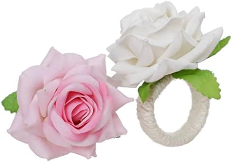 GGRBH 6pcs вештачки розово цвеќе од салфетка прстенка за прстени за прстени за прстени за домашни ресторани свадбени табели декор