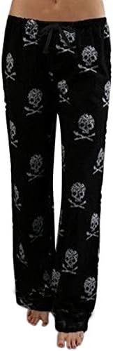 Карирани панталони за пижами жени со црно-бела карирана пижама дното плус големина влечење долги панталони за пижама