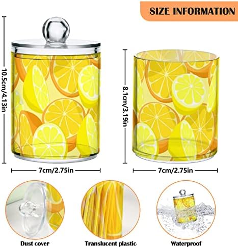 Јиж Лимон Портокалово Парче Овошје Исечено На Жолто 4 Пакување Qtip Држач Диспензерот За Памук Топче Тркалезни Влошки Конец 10 Мл Аптекарска