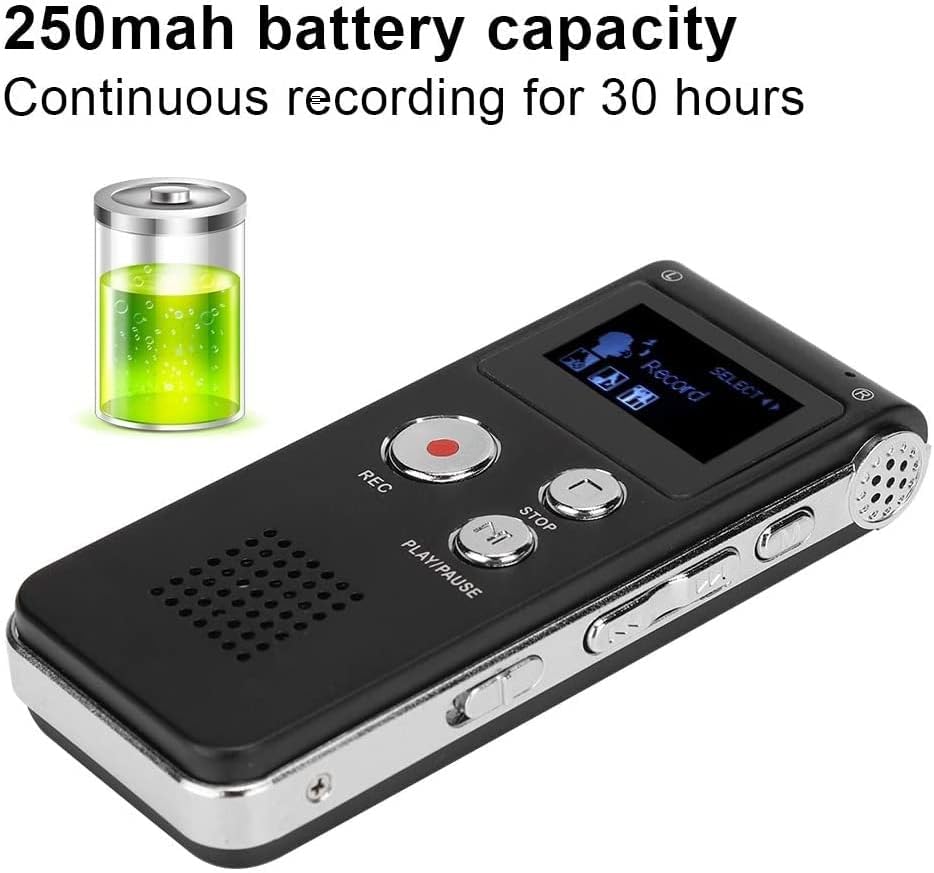 Mxjcc Дигитален Диктафон 8GB/16gb Гласовен Рекордер СО Репродукција за Предавања-USB Полнење Диктафон Мал Магнетофон