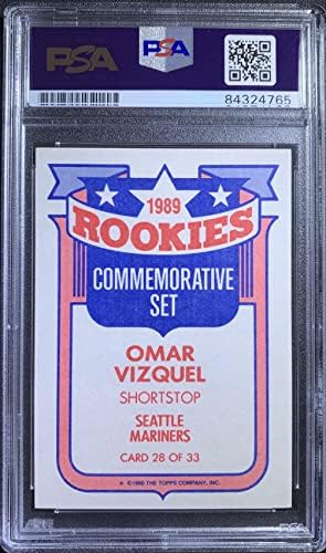 ОМАР ВИЗУКЕЛ АУАТ КАРТА 1990 Топс #28 MLB Seattle Mariners PSA Encapsulated RC