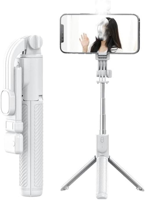 Royio Selfie Stick Stickbable Mini Pole Tripod Bluetooth Компатибилен селфи стап со безжичен далечински управувач на лесен бленда